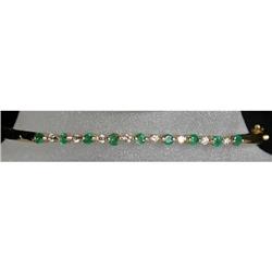 Estate Emerald Diamond Bracelet Bangle Gold 14k#1627153