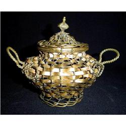 Antique Woven Brass Basket #1627282