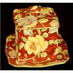 Antique Royal Winton Jam Pot With Tray #1627294