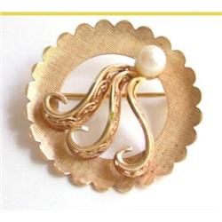 Cultured Pearl Circle Pin - Gold Filled #1634009