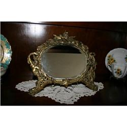 Brass Cherub Bevelled Mirror Easel C1890 #1634044
