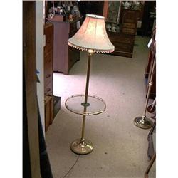 Brass Floor Lamp with Cloth beaded Shade. #1634736
