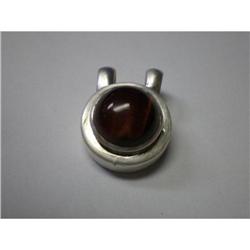 Stamped 925 Tiger Eye Circle Pendant #1634753