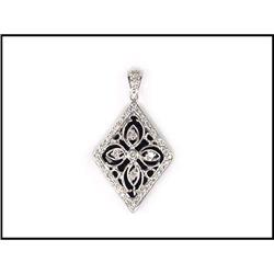 WHITE GOLD ONYX DIAMOND PENDANT WAS $695.00 #1634834