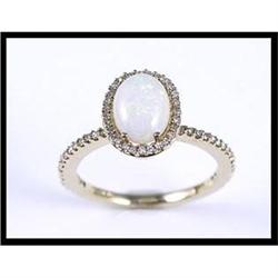 Lovely 14K Yellow Gold Opal and Diamond Ring #1634842