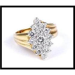 UNIQUE 18K YELLOW GOLD DIAMOND RING #1634854