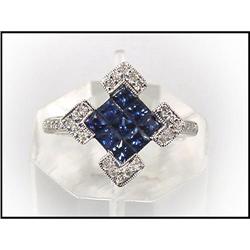 INVISIBLE SET SAPPHIRE DIAMOND RING WAS $800.00#1634856