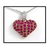 Image 1 : 18K Pink Gold Ruby Diamond Heart Pendant #1634858