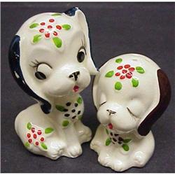 FIGURAL SALT & PEPPER - FLOWERS & DOGS #1634963