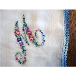 HANKY-PETIT POINT ROSES-MONOGRAM *M* #1635018