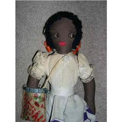 15" Nassau Black Cloth Doll Stitched Features #1635166