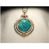 Image 1 : 14K Diamond Ruby Emerald Turquoise Pendant #1636622