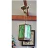 1920s-1930s  BRASS AND GREEN SLAG GLASS HANGING#1636927
