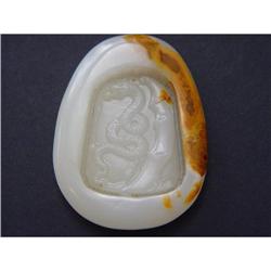 Chinese carved Celadon jade Dragon Pendant #1636971