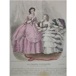 Antique hand colored   fashion print #1637077