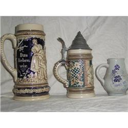 2 old beer steins & one wine pitcher #1637113