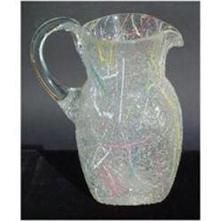 Overshot Peloton Crackle Glass Pitcher #1637231