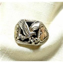 Old Sterling Eagle & Onyx Men's Ring #1637243
