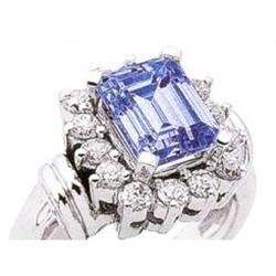 5.34 carats EMERALD CUT sapphire & diamond ring#1637269
