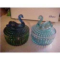 Powder Jars, Glass Swans;  (2) #1637324