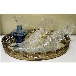 Perfume Tray w/ Deco Cornucopia Crystal Bottles#1637378