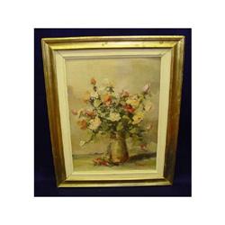 Oil on Canvas Roses Still Life Painting #1637391