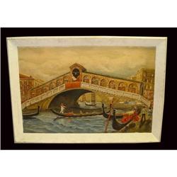 Large Italian Venice Gondola Scene Oil Painting#1637392