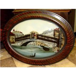 Reverse Glass Oil Painting Venice Italy Scene #1637393