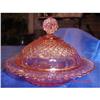 Image 1 : VINTAGE MISS AMERICA PINK GLASS COVERED BUTTER #1637400