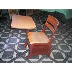 ANTIQUE SCHOOL STUDENT CHILD DESK W STORAGE #1637402