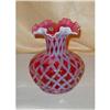 Vintage Cranberry Fenton Fluted vase with White#1637416