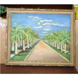 Fifties Art Deco Style Oil Painting of Florida #1637424