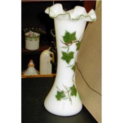 Hand Painted  Ivy Fenton like White Vase #1637431