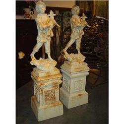 Small Cast Iron Statues with Pedestal #1637471