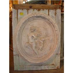 Oval Plaster Bas Relief on Wood from France #1637482