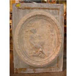 Oval Plaster Bas Relief on Wood from France #1637483