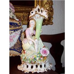 Old Paris Jacob Petit figural  trumpet vase #1637530