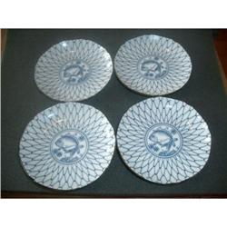 Pair Japanese B&W Imari Fish  Saucers #1637575