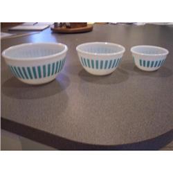 Hazel Atlas Aqua Stripe Bowl #1637582