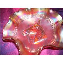 Vintage Dugan Poney Bowl- Greek Key Marigold  -#1637589