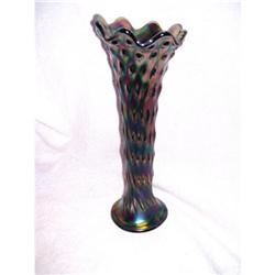 Fenton Rustic w/ Hobs Blue Standard 10.5? Vase #1637615