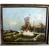 SEA & LIGHTHOUSE 19c STUNNING SEASCAPE OIL #1645969