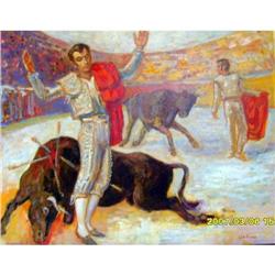 G. DARBINYAN ORIGINAL OIL PAINTING BULL FIGHT #1645974