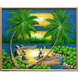 ORIG PAINTING SUNRISE, OCEAN, PALMS #1646033