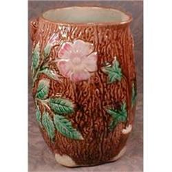 MAJOLICA Holdcroft PITCHER Bark & Rose -ANTIQUE#1646078