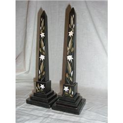 Pair of marble Derbyshire obelisks circa 1880 #1646116