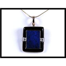 14K Yellow Gold Onyx and Diamond Pendant #1646137