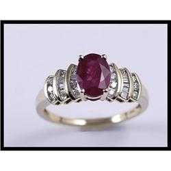 Rich 14K Yellow Gold Ruby and Diamond Ring #1646138