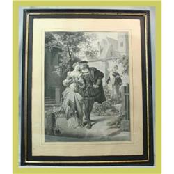 Antique French Art Print Framed Renaissance #1646162