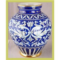 Italian Deruta Vase Dragons Ceramic Blue #1646167